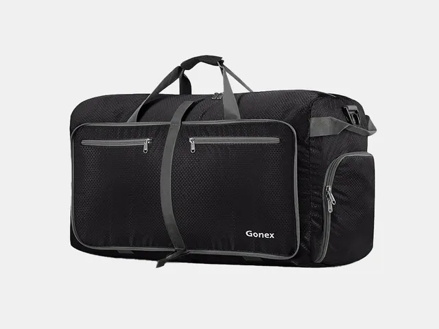 Duffel bag pieghevole nero da viaggio